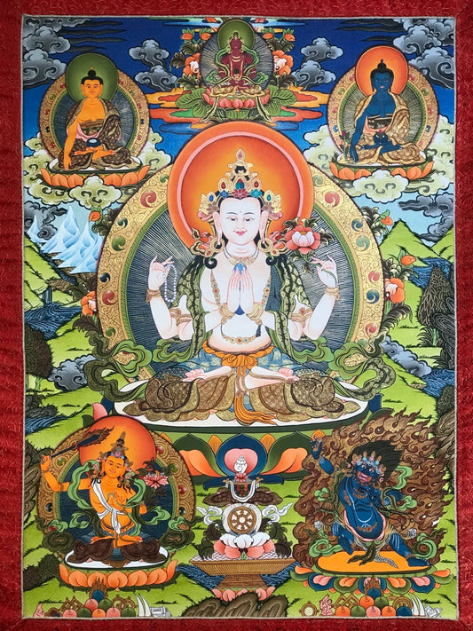 Chenrezig Thangka, Buddha of Compassion - Routes Gallery