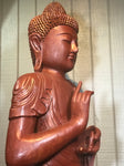 Wood Dharmachakra Buddha Statue 39" - Routes Gallery