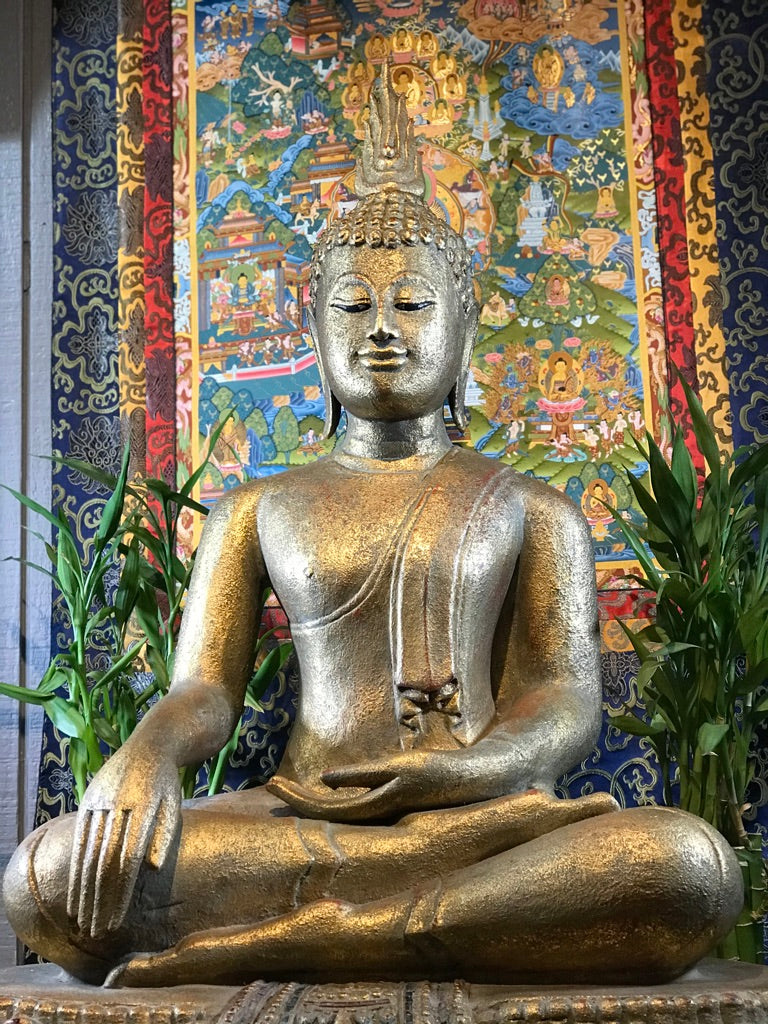 Wood Sukhothai Earth Witness Buddha Statue 40" - Routes Gallery
