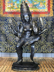 Brass Dancing Trimurti Devi Statue with 8 Arms 23" - Routes Gallery