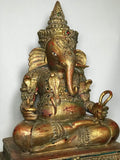 Wood Handcarved Gilded Ganesh Statue 28" - Routes Gallery