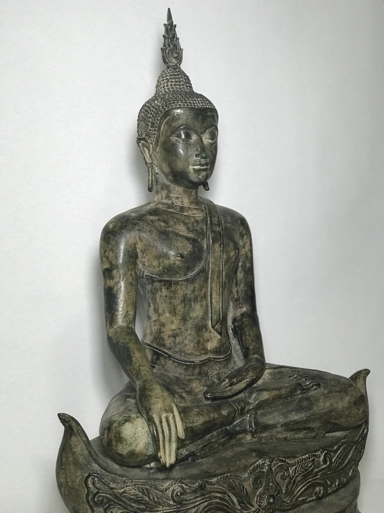 Brass Earth Witness Utong Buddha Statue 30" - Routes Gallery