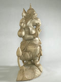 Wood Seated Ganesh Statue 13" - Routes Gallery