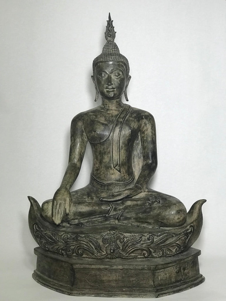 Brass Earth Witness Utong Buddha Statue 30" - Routes Gallery