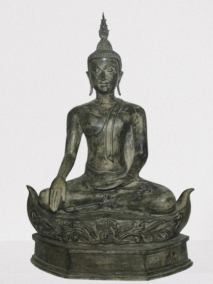 Brass Earth Witness Utong Buddha Statue 30" - Routes Gallery