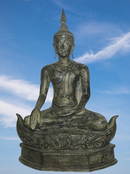 Brass Earth Witness Utong Buddha Statue 30" - Routes Gallery