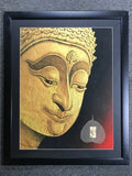 Gold Buddha Face Framed Thai Painting - Routes Gallery