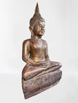 Wood Meditating Lanna Thai Buddha Statue 26"