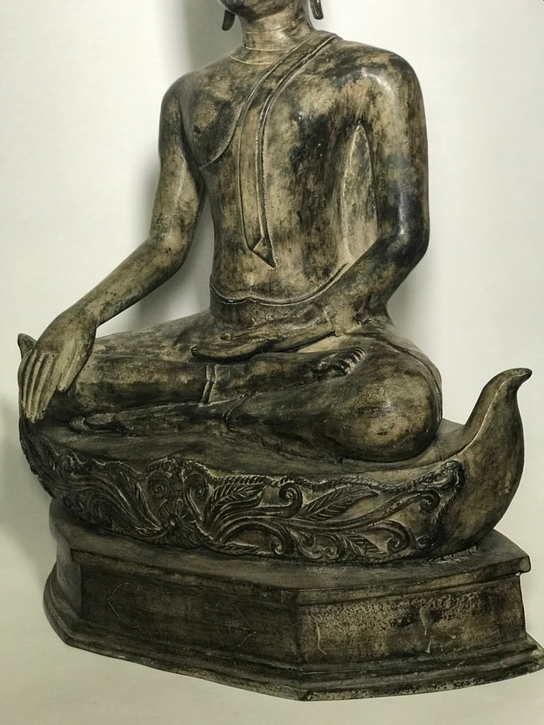 Brass Earth Witness Utong Buddha Statue 30" - Routes Gallery