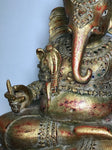 Wood Handcarved Gilded Ganesh Statue 28" - Routes Gallery