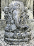 Stone Seated Ganesh Garden Statue 31" - Routes Gallery