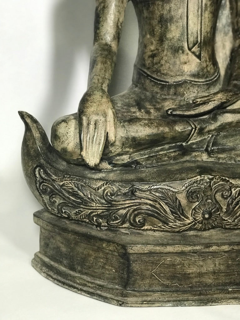 Brass Earth Witness Utong Buddha Statue 30" - Routes Gallery
