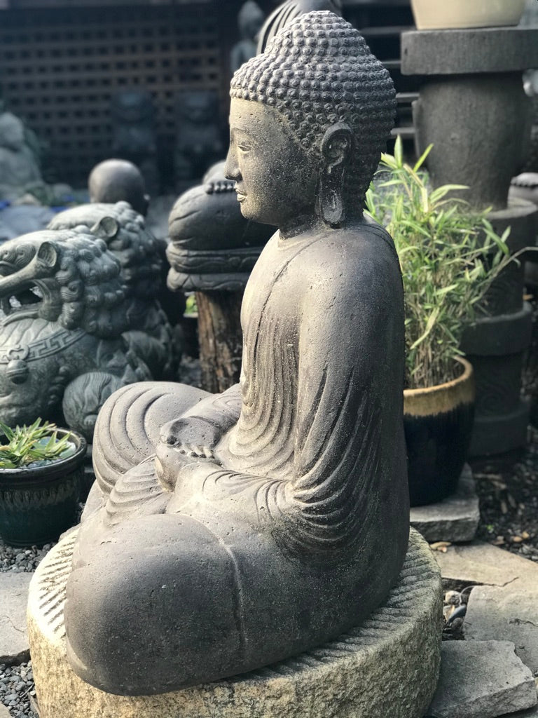 Stone Meditating Kamakura Garden Buddha Statue 32" - Routes Gallery