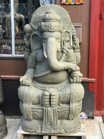 Large Stone Seated Ganesh Statue 56 – Routes Gallery