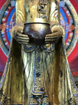 Wood Standing Monk with Alms Bowl 48" - Routes Gallery