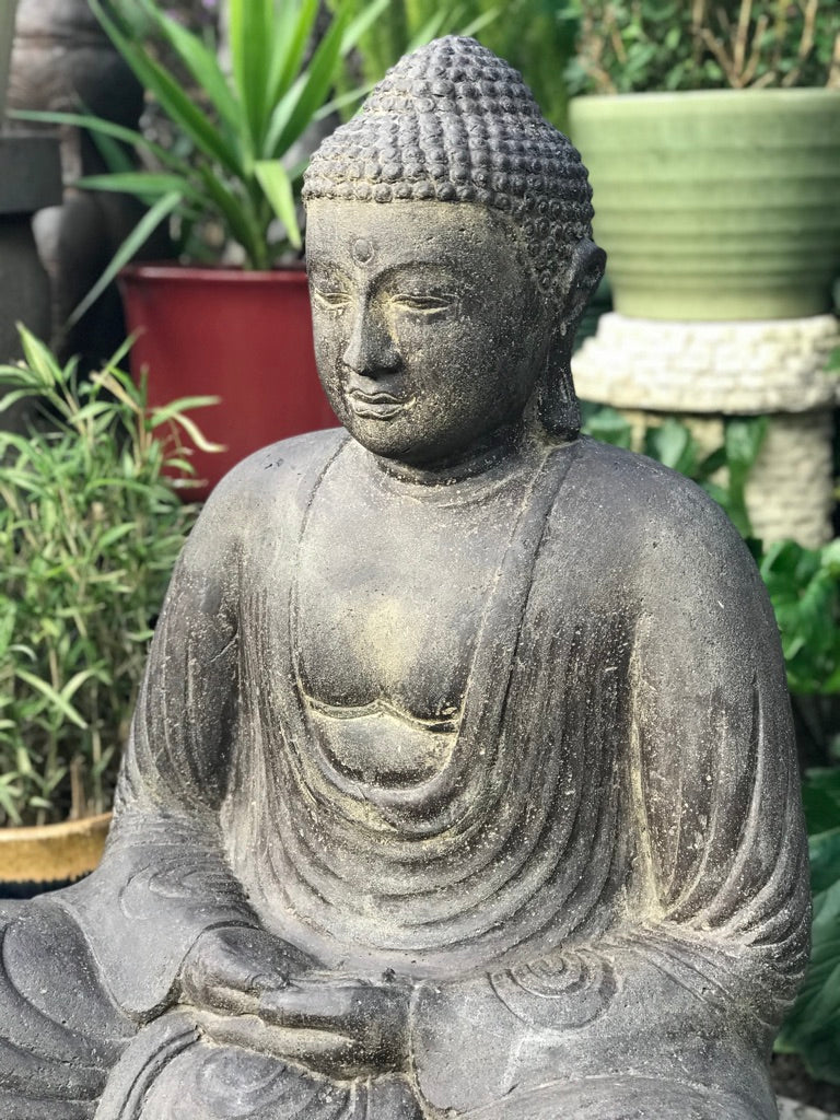 Stone Meditating Kamakura Garden Buddha Statue 32" - Routes Gallery