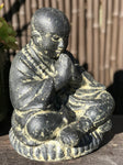 Stone Namaste Praying Monk Garden Statue 11" - Routes Gallery