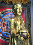 Wood Standing Monk with Alms Bowl 48" - Routes Gallery