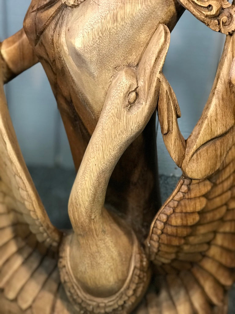 Wood Saraswati Statue 42" - Routes Gallery