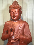 Wood Dharmachakra Buddha Statue 39" - Routes Gallery