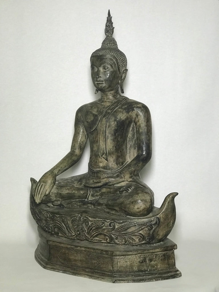 Brass Earth Witness Utong Buddha Statue 30" - Routes Gallery