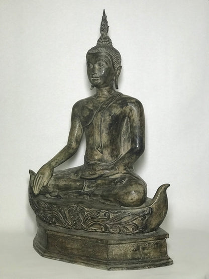 Brass Earth Witness Utong Buddha Statue 30" - Routes Gallery