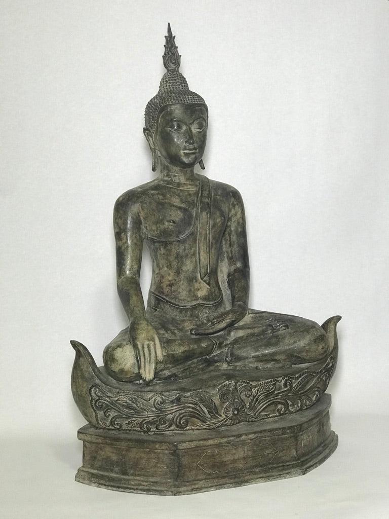Brass Earth Witness Utong Buddha Statue 30" - Routes Gallery