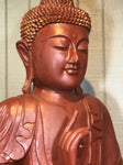 Wood Dharmachakra Buddha Statue 39" - Routes Gallery